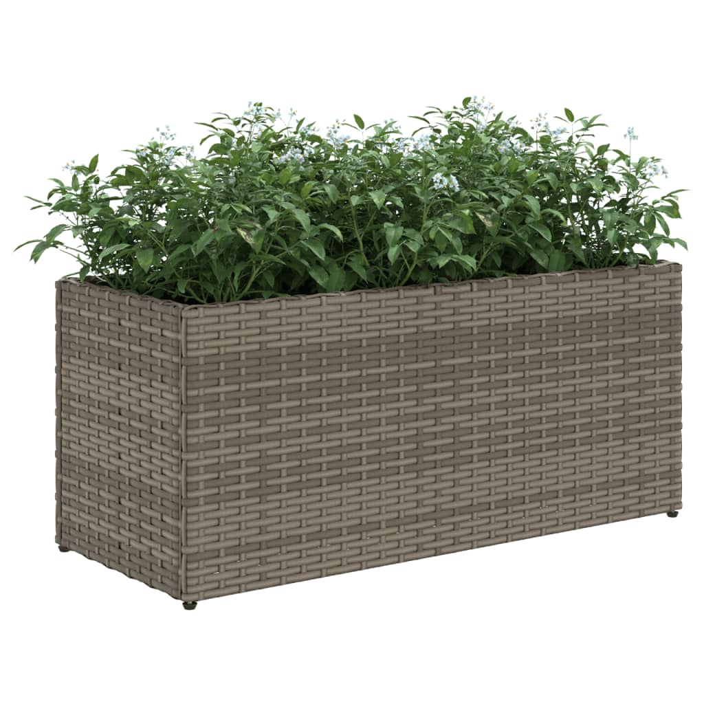 Fioriere da Giardino con 2 Vasi Grigie 72x30x32 cm Polyrattan 3210530