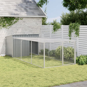 Casetta Cani con Corsa Antracite 153x396x110 cm Acciaio Zincatocod mxl 116348