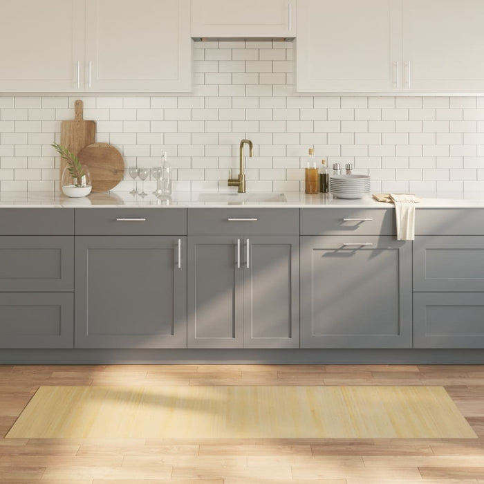 Tappeto Rettangolare Naturale Chiaro 60x200 cm in Bambù 376717