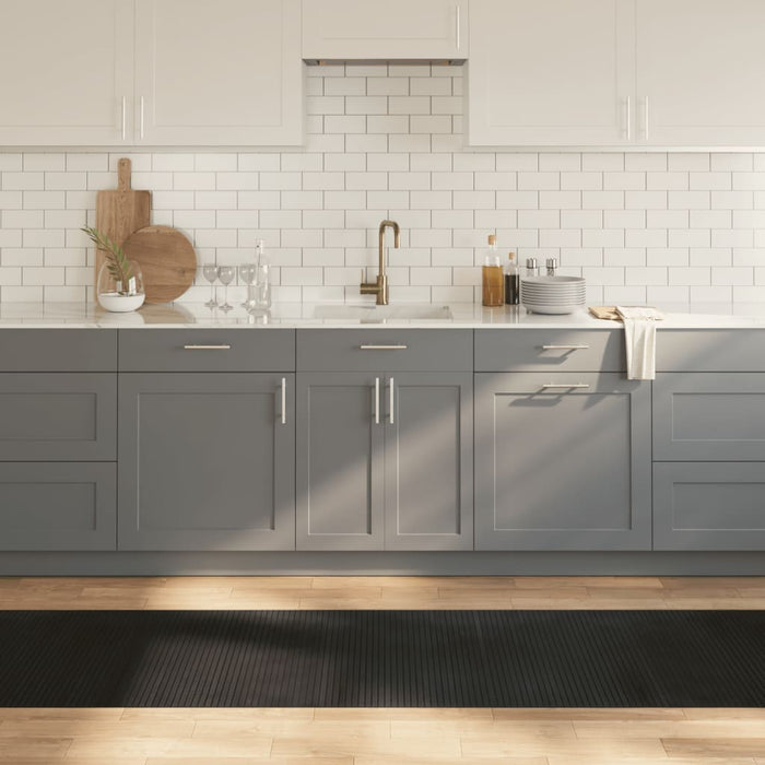 Tappeto Rettangolare Nero 70x500 cm in Bambù 376762