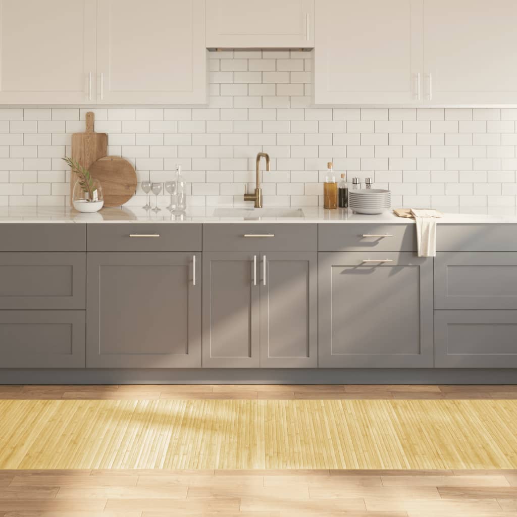 Tappeto Rettangolare Natura Chiaro 80x300 cm in Bambù 376783