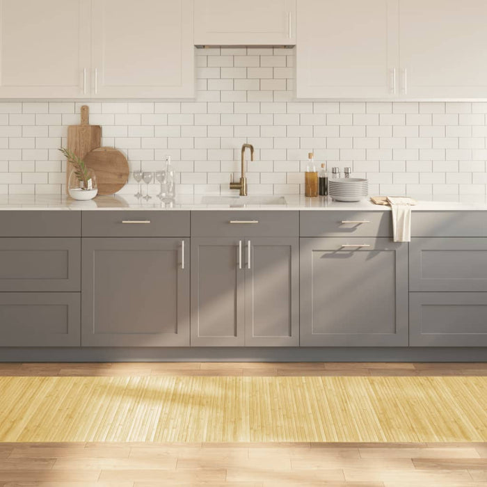 Tappeto Rettangolare Natura Chiaro 80x300 cm in Bambù 376783