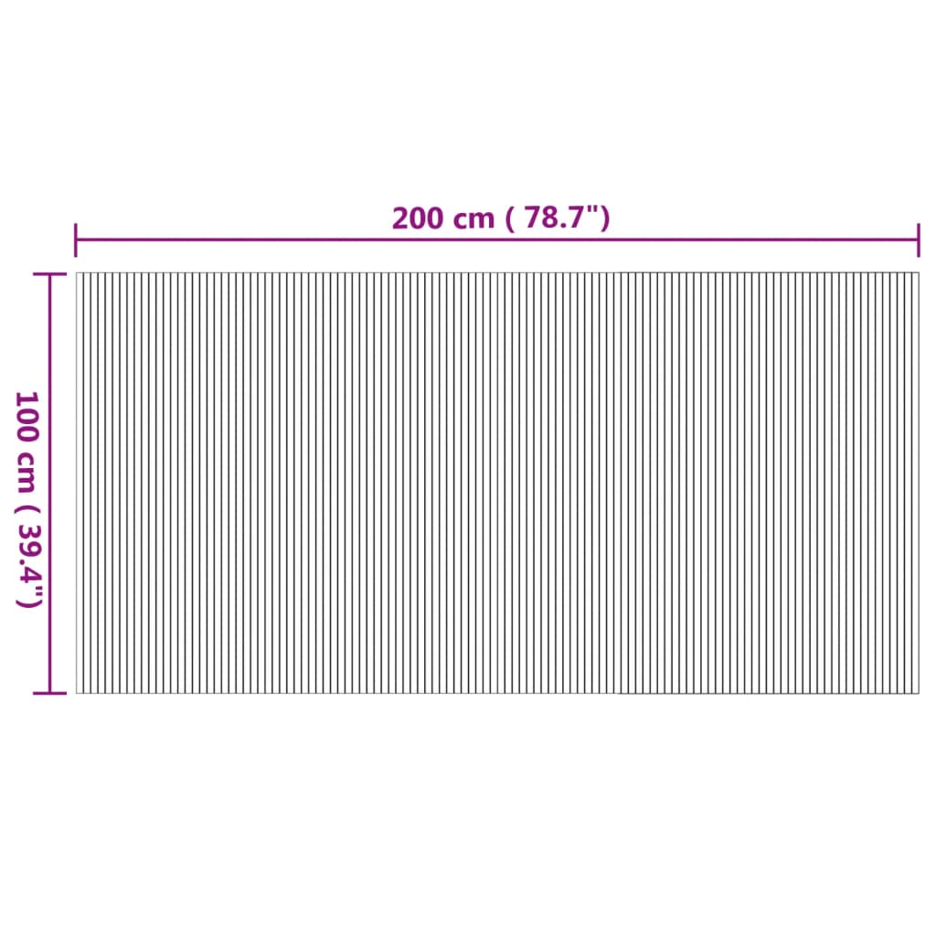 Tappeto Rettangolare Naturale 100x200 cm in Bambù 376805