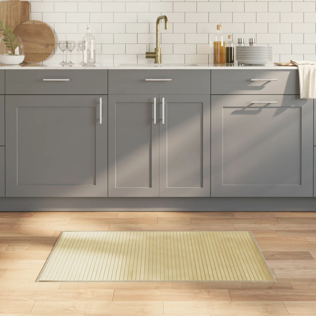 Tappeto Rettangolare Naturale Chiaro 60x100 cm in Bambù 376831