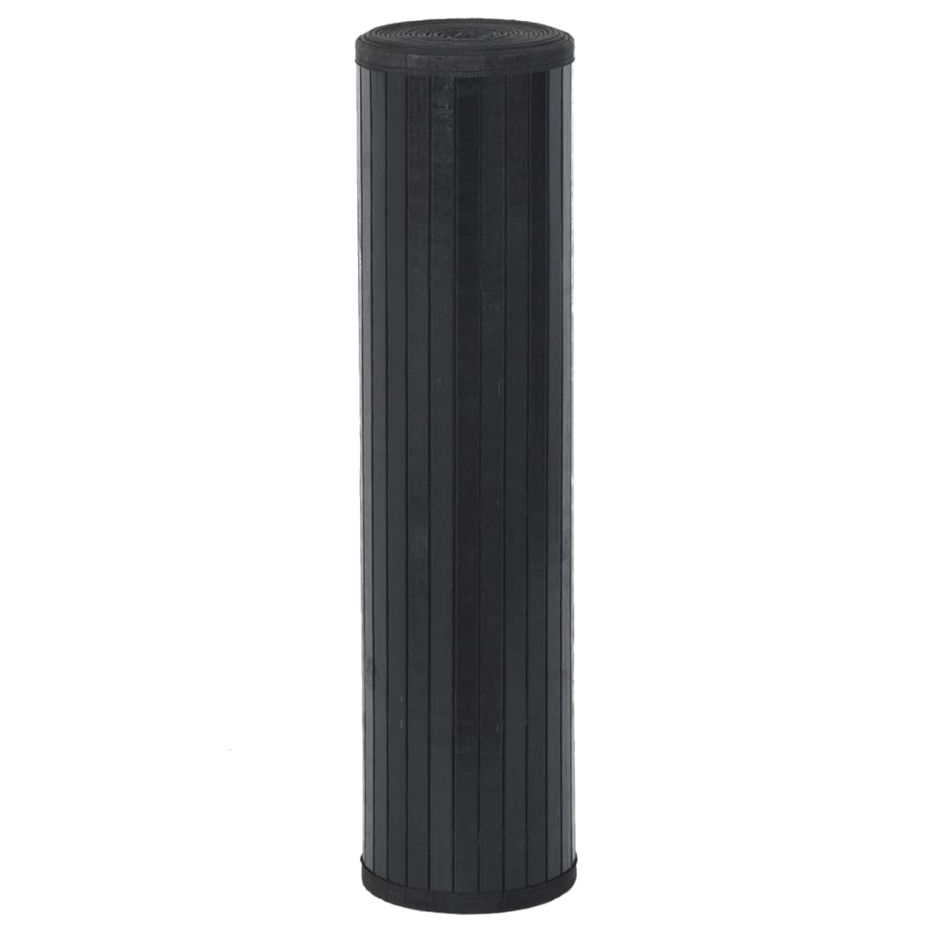 Tappeto Rettangolare Nero 60x200 cm in Bambù 376834