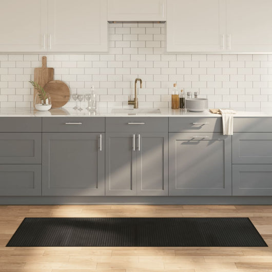 Tappeto Rettangolare Nero 60x200 cm in Bambù 376834