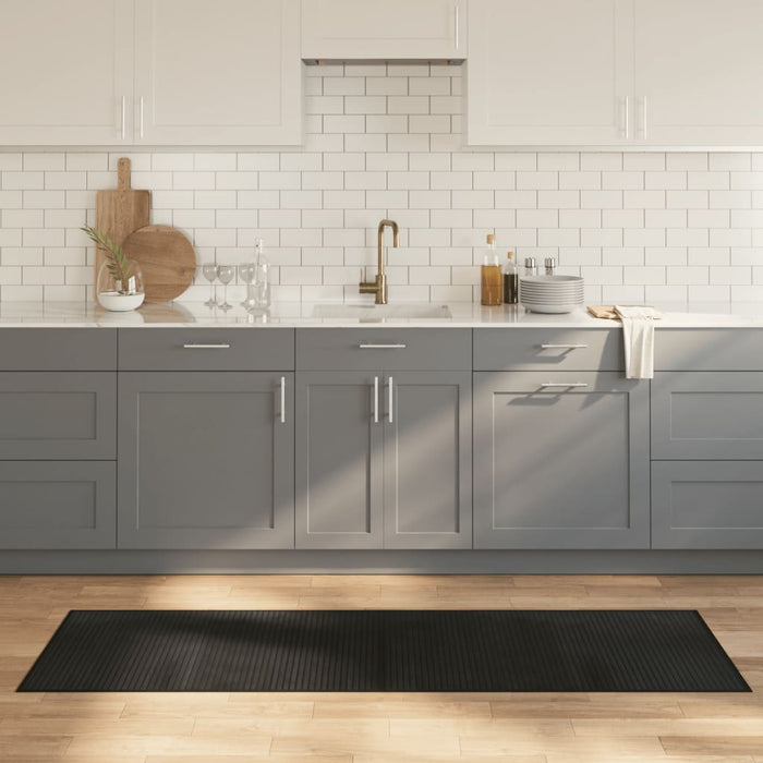 Tappeto Rettangolare Nero 60x200 cm in Bambù 376834