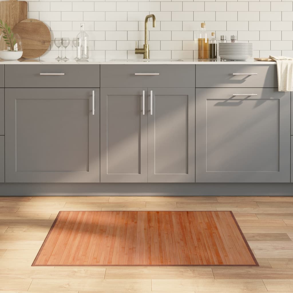 Tappeto Rettangolare Marrone 70x100 cm in Bambù 376866
