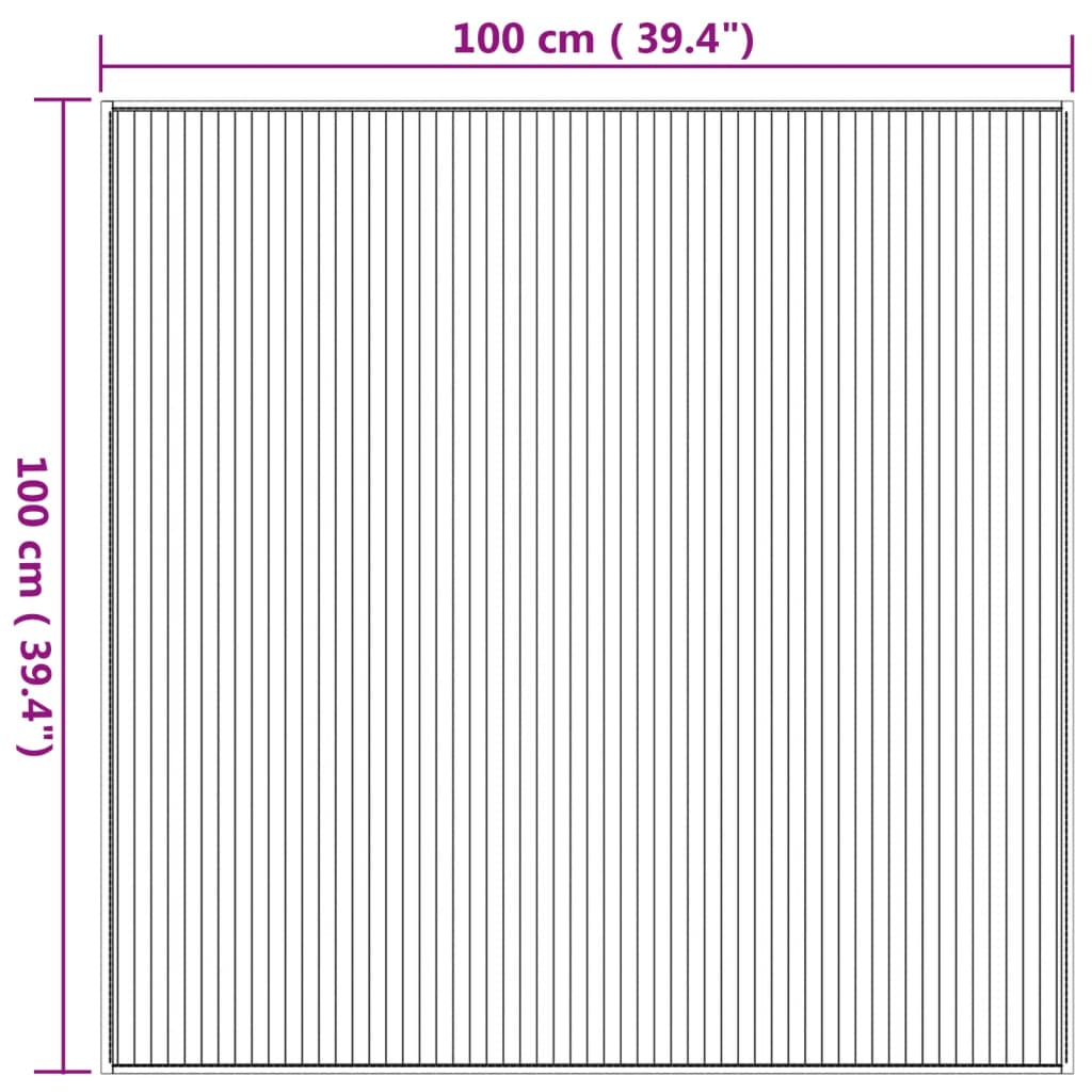 Tappeto Quadrato Naturale 100x100 cm in Bambù 376937
