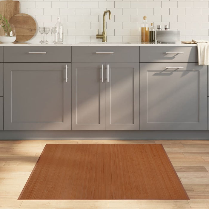 Tappeto Quadrato Marrone 100x100 cm in Bambù 376938