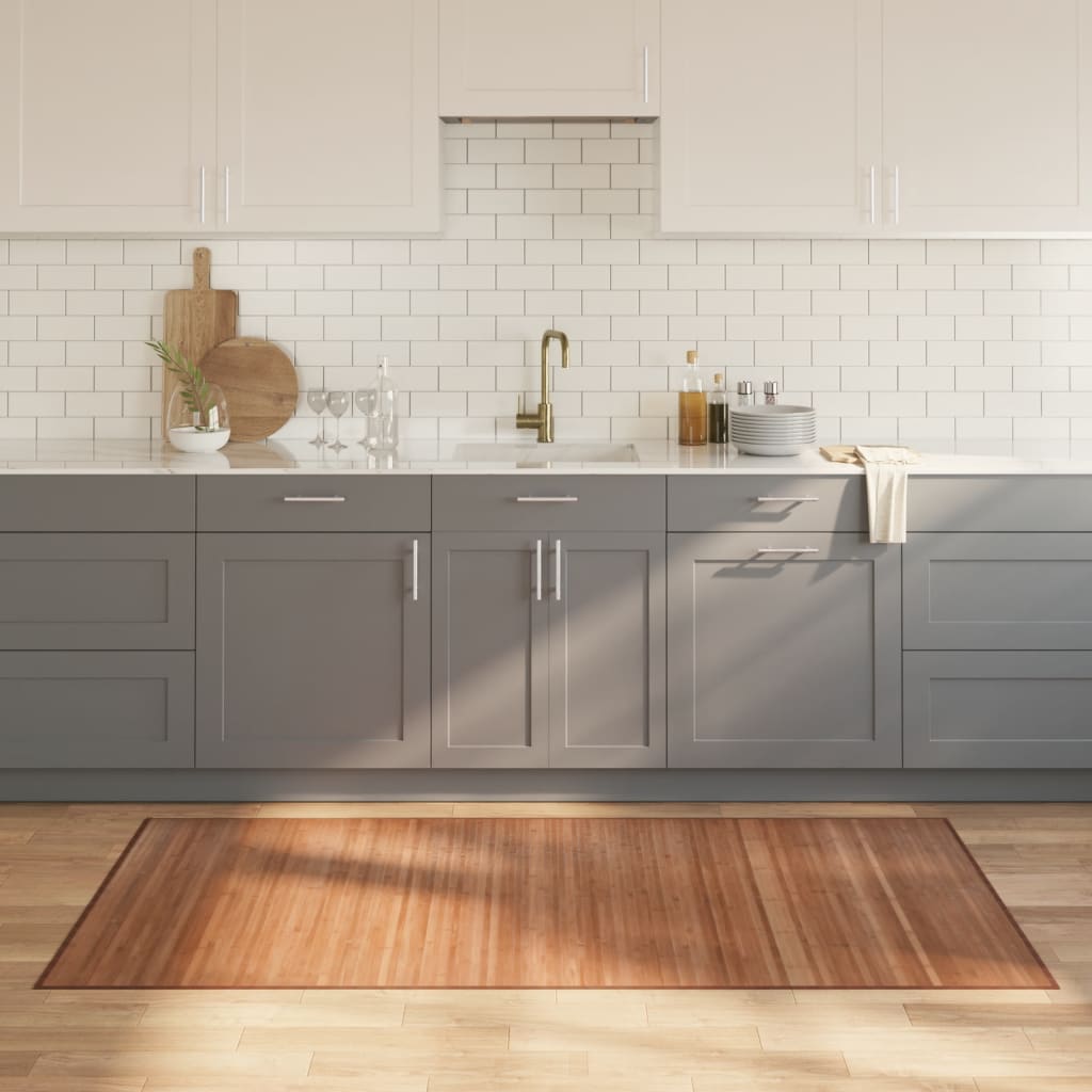 Tappeto Rettangolare Naturale 100x200 cm in Bambù 376943