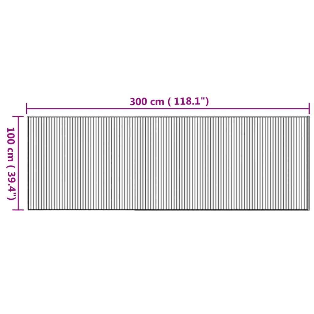 Tappeto Rettangolare Naturale 100x300 cm in Bambù