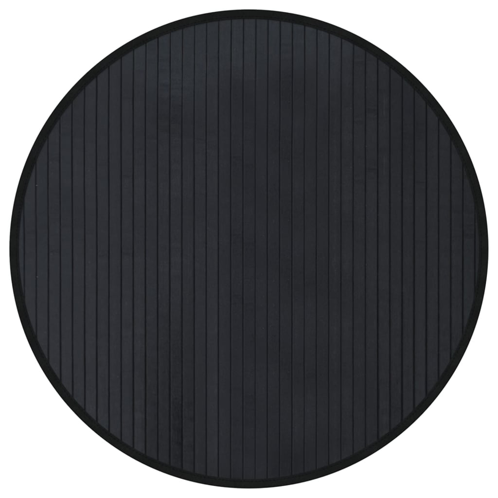 Tappeto Rotondo Nero 60 cm in Bambù 376972