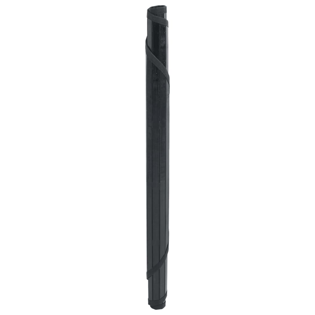 Tappeto Rotondo Nero 60 cm in Bambù 376972