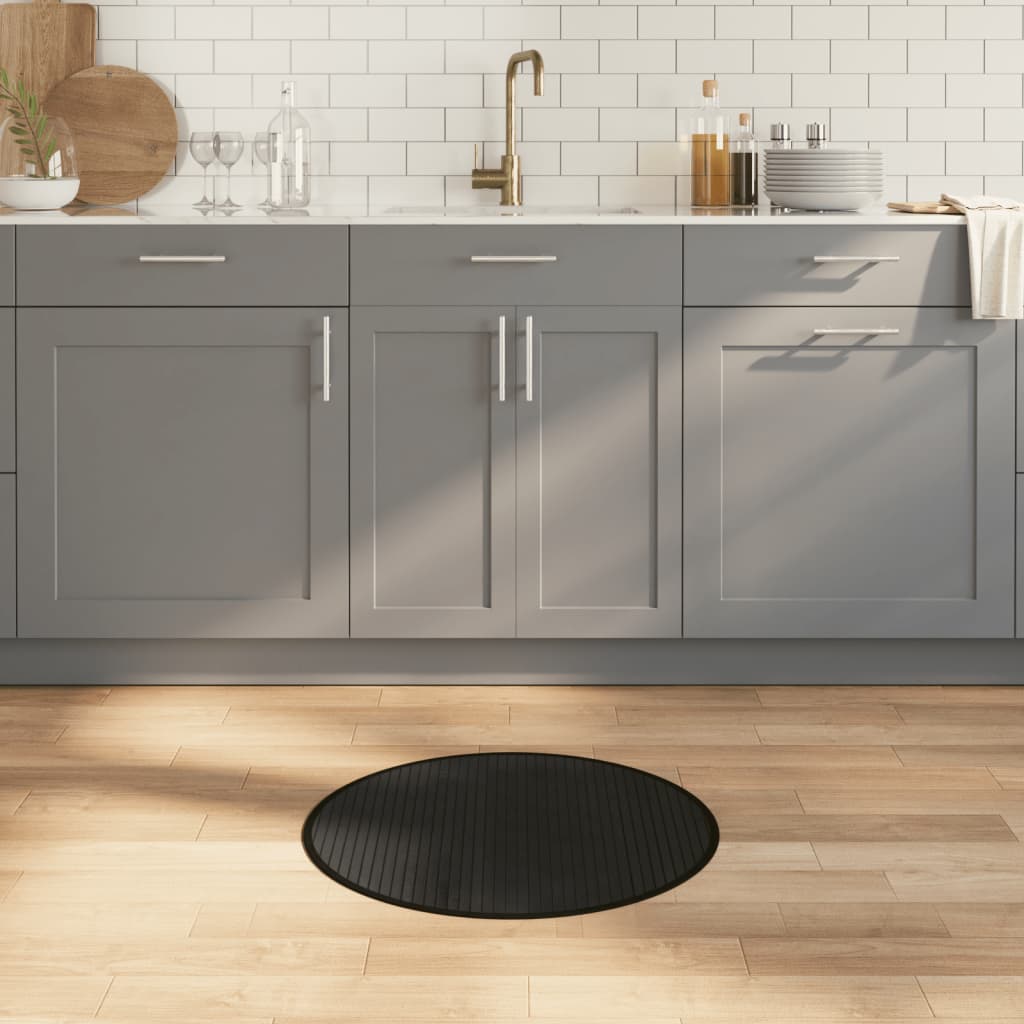 Tappeto Rotondo Nero 60 cm in Bambù 376972