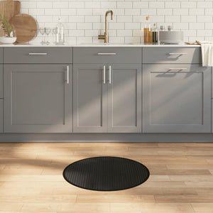 Tappeto Rotondo Nero 60 cm in Bambù 376972