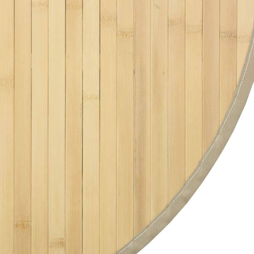 Tappeto Rotondo Naturale Chiaro 60 cm in Bambù 376975