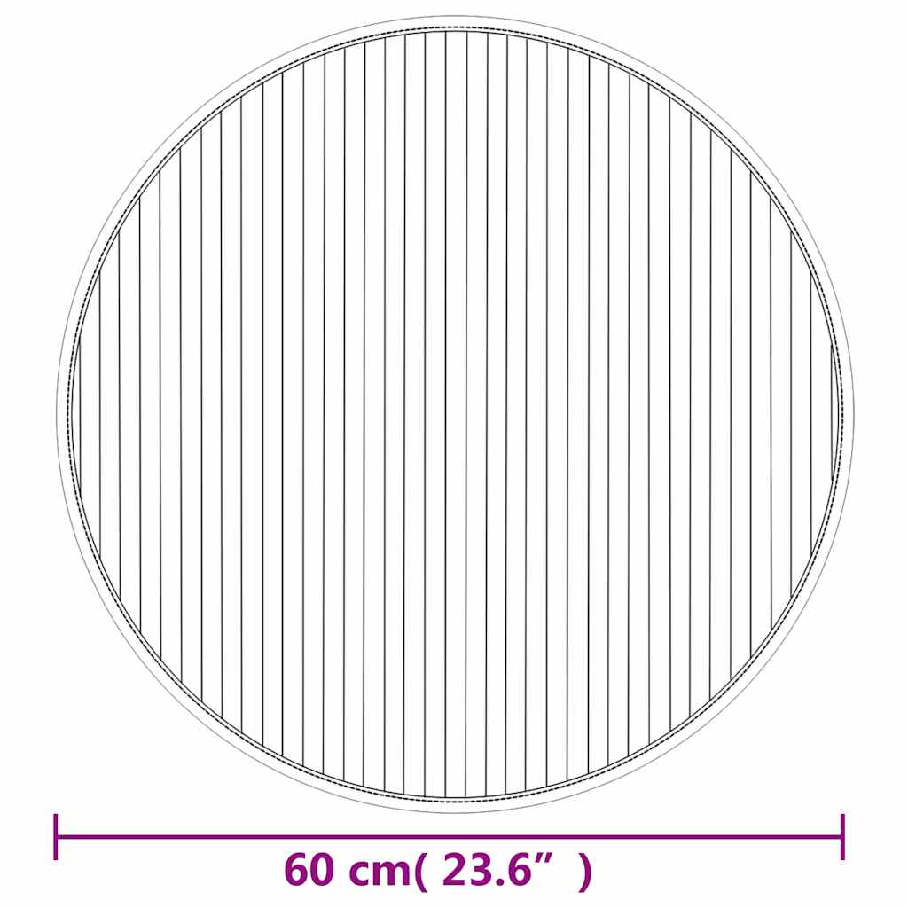 Tappeto Rotondo Naturale Chiaro 60 cm in Bambù 376975