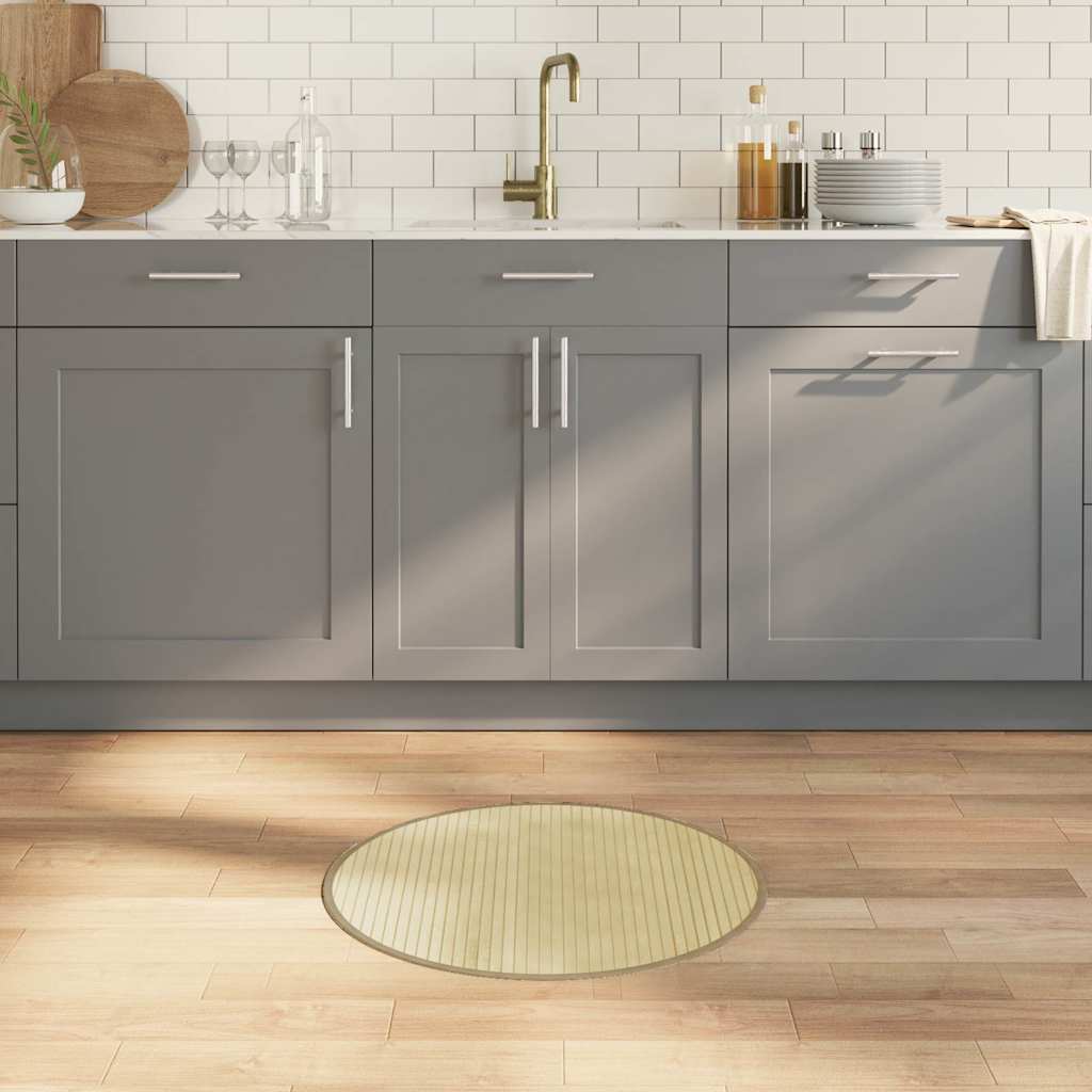 Tappeto Rotondo Naturale Chiaro 60 cm in Bambù 376975