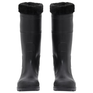 Stivali da Pioggia con Calzini Rimovibili Neri Misura 41 cm PVC 137599