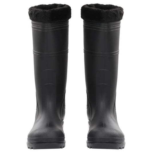 Stivali da Pioggia con Calzini Rimovibili Neri Misura 44 cm PVC 137602