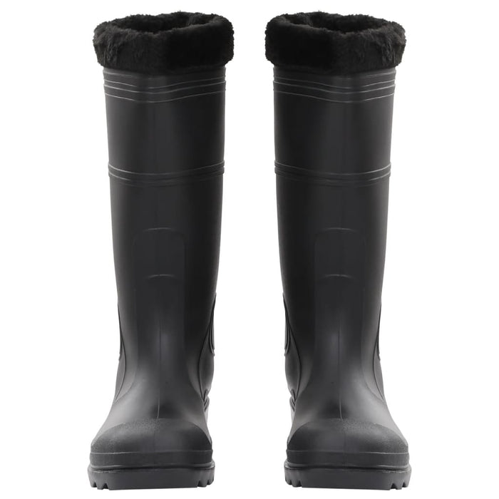 Stivali da Pioggia con Calzini Rimovibili Neri Misura 44 cm PVC 137602