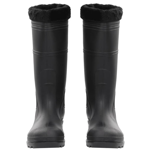 Stivali da Pioggia con Calzini Rimovibili Neri Misura 45 cm PVC 137603