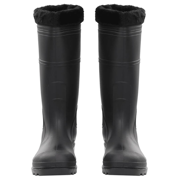 Stivali da Pioggia con Calzini Rimovibili Neri Misura 45 cm PVC 137603