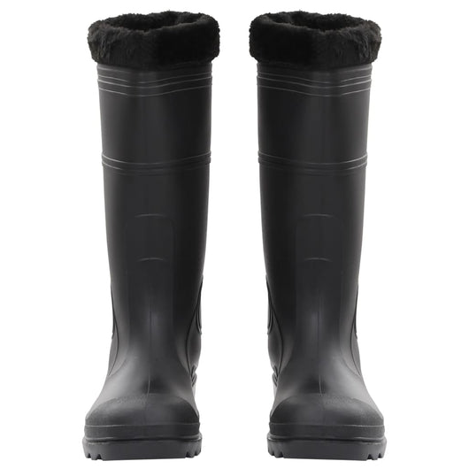 Stivali da Pioggia con Calzini Rimovibili Neri Misura 46 cm PVC 137604