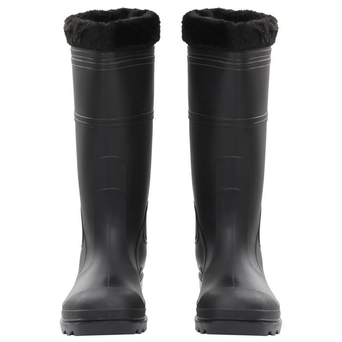 Stivali da Pioggia con Calzini Rimovibili Neri Misura 46 cm PVC 137604