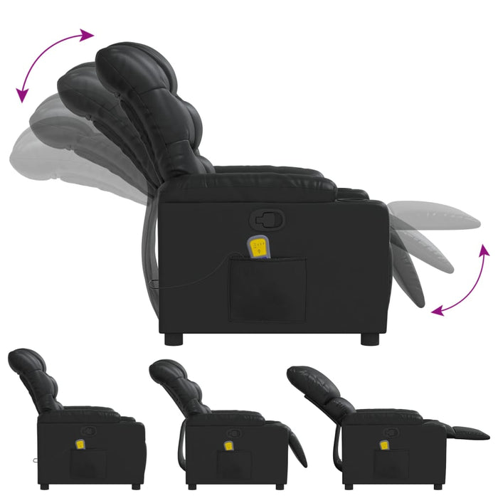 Poltrona Massaggiante Reclinabile Nera in Similpelle 374140