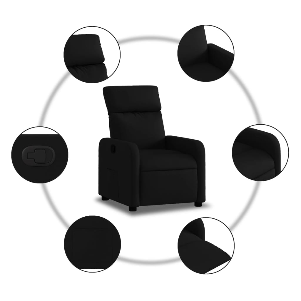 Poltrona Reclinabile in Tessuto Nero 374167
