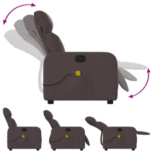 Poltrona Massaggiante Reclinabile Marrone Scuro in Tessuto 374179