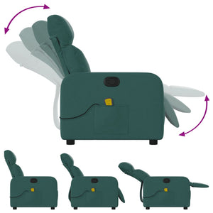 Poltrona Massaggiante Reclinabile Verde Scuro in Tessuto 374180