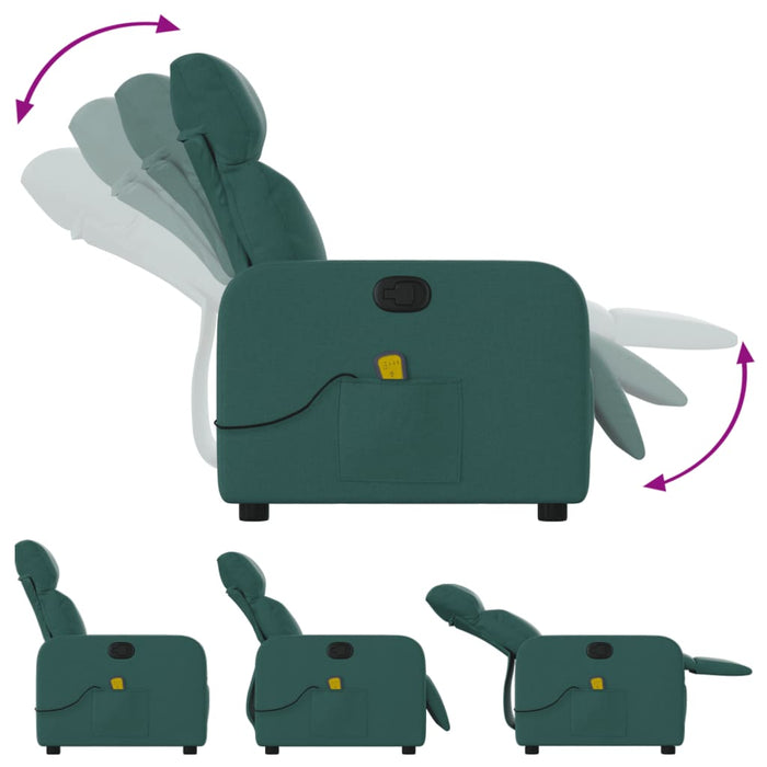 Poltrona Massaggiante Reclinabile Verde Scuro in Tessuto 374180