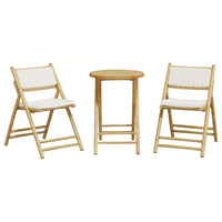 Set da Bistrot Pieghevole 3 pz Cuscini Bianco Crema in Bambù 365872