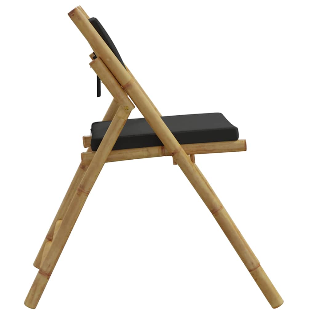 Sedie da Bistrot Pieghevoli 2pz con Cuscini Grigio Scuro Bambù