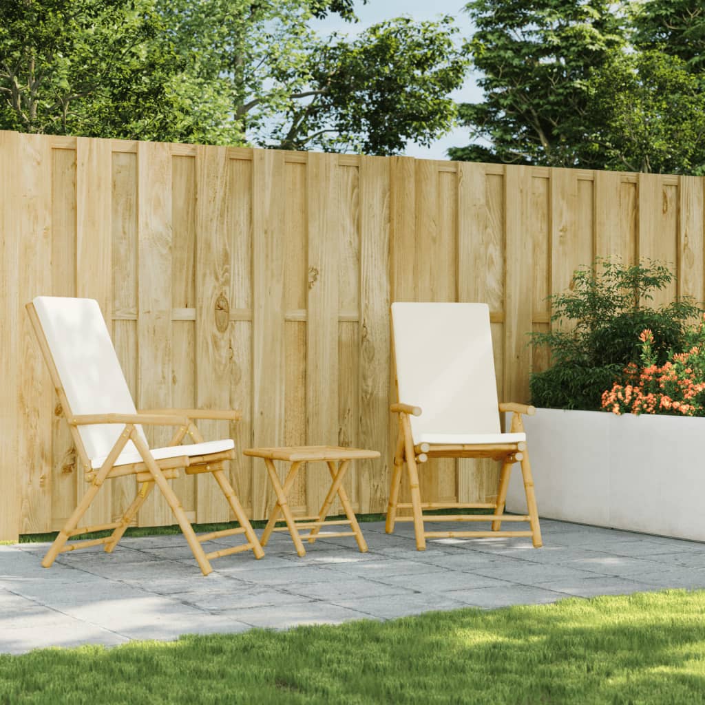 Sedie da Giardino Pieghevoli Reclinabili 2 pz con Cuscini Bambù