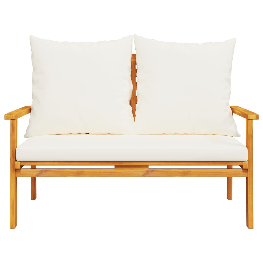 Panca Divano da Giardino 120 cm Cuscini Legno Massello Acacia 366378