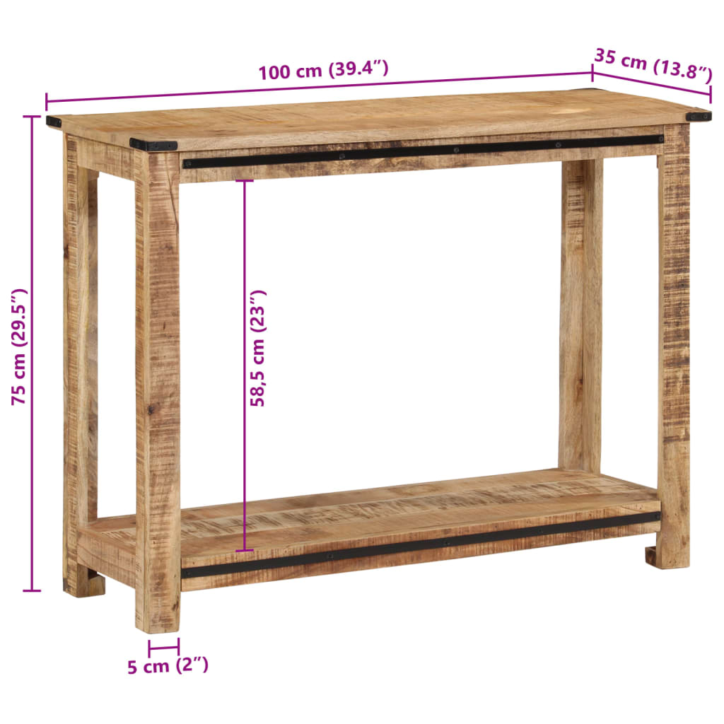 vidaXL Tavolo Consolle 100x35x75 cm in Legno Massello di Mango