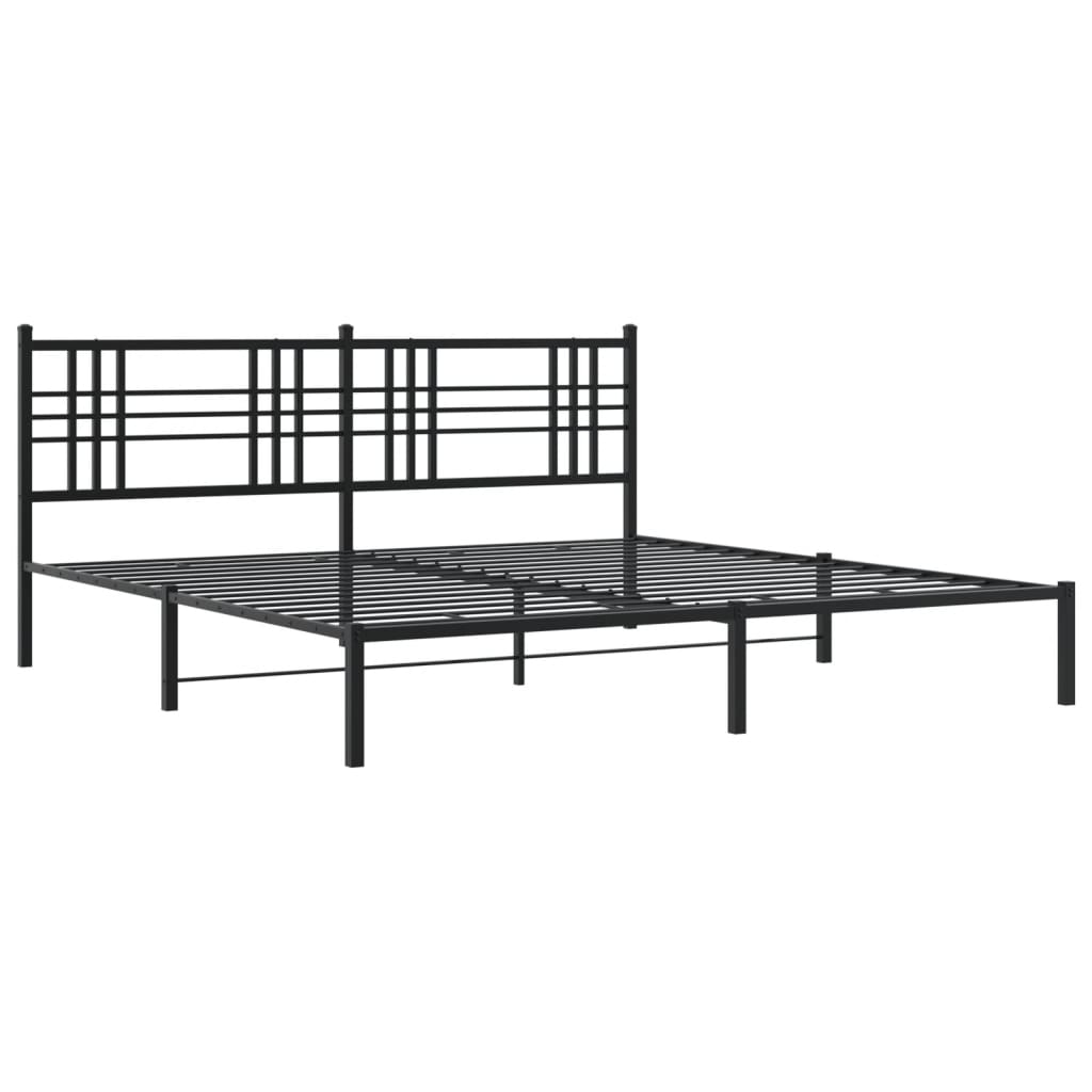 Giroletto con Testiera-Struttura Letto con testiera in Metallo Nero 193x203 cm 238046