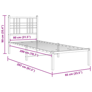 Giroletto con Testiera Metallo Bianco 80x200 cm 376364