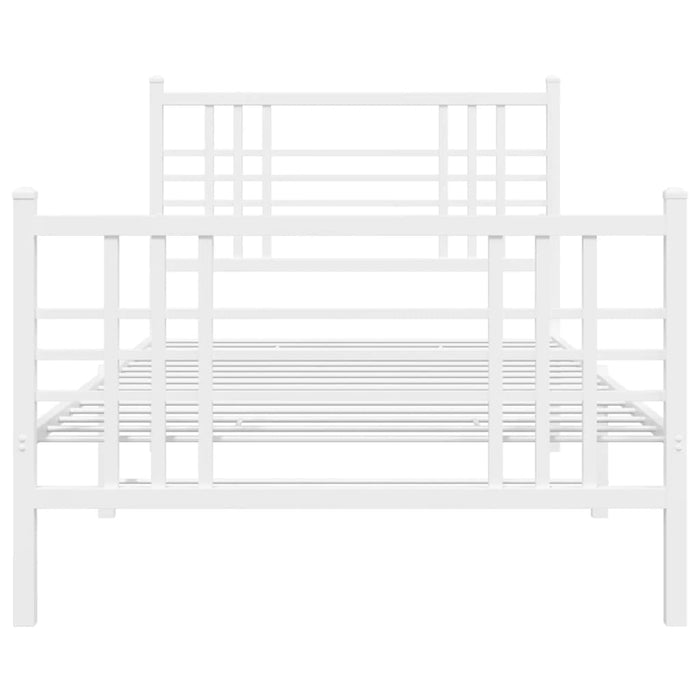 Giroletto con Testiera e Pediera Metallo Bianco 107x203 cm 376387