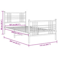 Giroletto con Testiera e Pediera Metallo Bianco 107x203 cm 376387