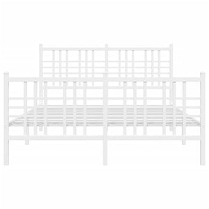 Giroletto con Testiera e Pediera Metallo Bianco 140x190 cm 376391