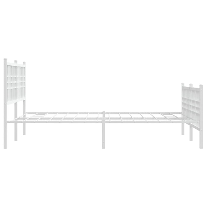 Giroletto con Testiera e Pediera Metallo Bianco 140x190 cm 376391