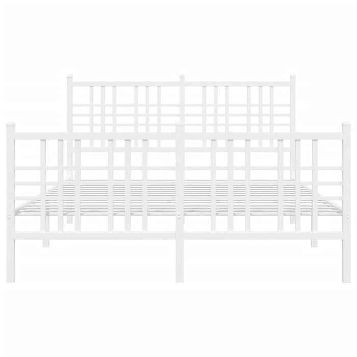 Giroletto con Testiera e Pediera Metallo Bianco 140x200 cm 376392