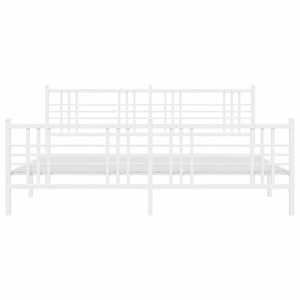 Giroletto con Testiera e Pediera Metallo Bianco 180x200 cm 376395