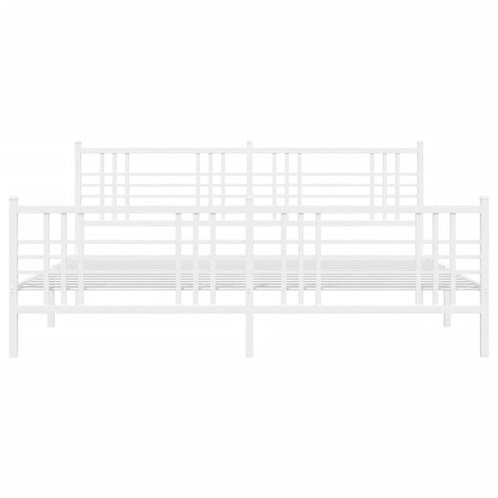 Giroletto con Testiera e Pediera Metallo Bianco 180x200 cm 376395