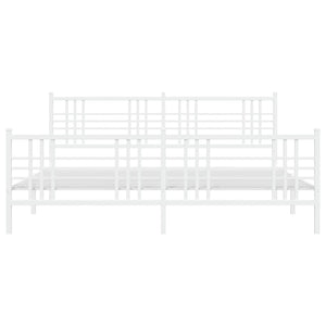 Giroletto con Testiera e Pediera Metallo Bianco 183x213 cm 376396